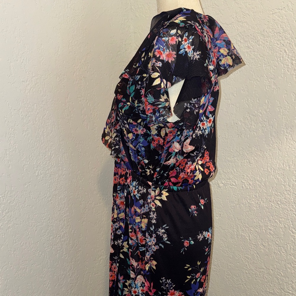 Spense Black Maxi Dress with Multicolor Floral Print - Picture 3 of 7